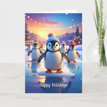 Schattige Pinguïns in Wintermutsen op Bevroren Ijs