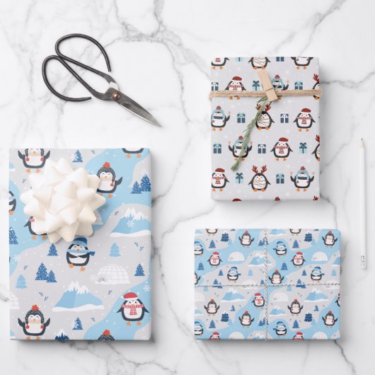 Schattige Pinguïns Inpakpapier Vel (Voorkant)