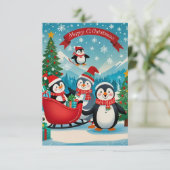 Schattige pinguïns kaart (Staand voorkant)