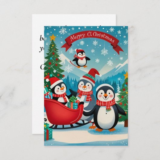 Schattige pinguïns kaart (Voorkant / Achterkant)