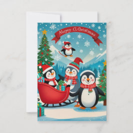 Schattige pinguïns kaart