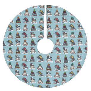 Schattige Pinguïns Kerst Sneeuwbal Gevecht Cartoon Kerstboom Rok