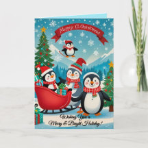 Schattige pinguïns kerstkaart