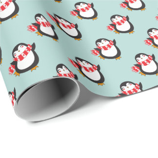 Schattige Pinguïns Kerstmis Cadeaupapier