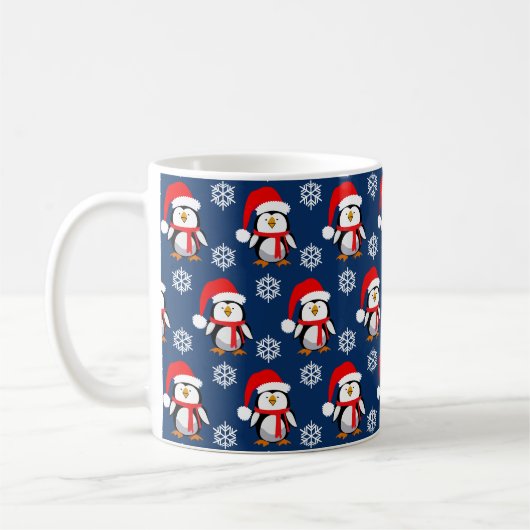 Schattige pinguïns Kerstmis Koffiemok (Links)