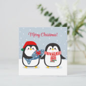 Schattige pinguïns met cadeau kaart (Staand voorkant)