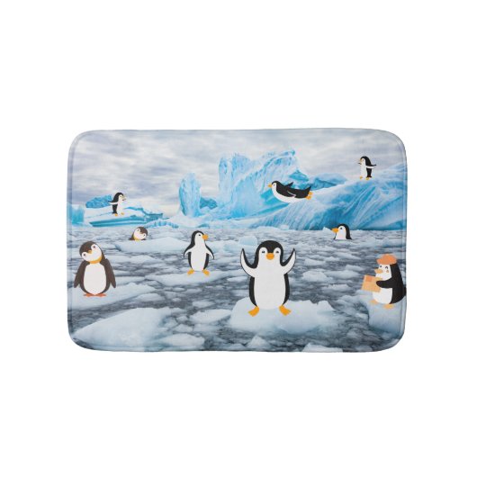 schattige pinguïns op Antarctica-ijs Badmat (Voorkant)