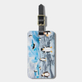 schattige pinguïns op Antarctica-ijs Bagagelabel (Voorkant verticaal)