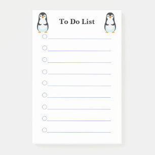 Schattige pinguïns op witte gelinieerde takenlijst post-it® notes