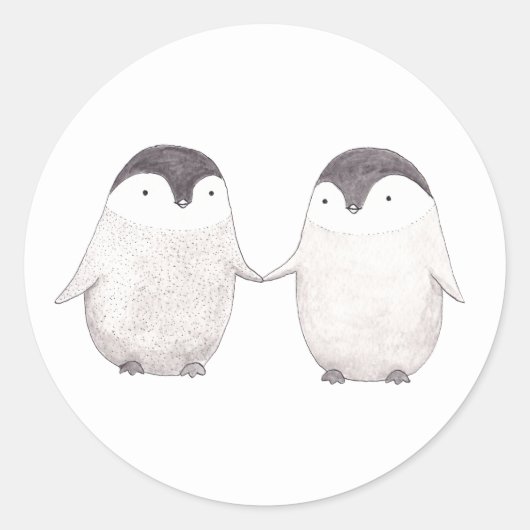 Schattige Pinguïns Paar Happy Penguins Sticker (Voorkant)