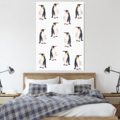 Schattige Pinguïns Patroon Canvas Afdruk (Insitu (Slaapkamer))