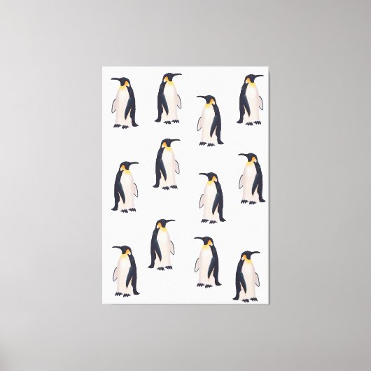 Schattige Pinguïns Patroon Canvas Afdruk (Voorkant)