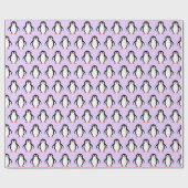 Schattige Pinguïns Patroon op Licht Lavendel Paars Cadeaupapier (Vlak)