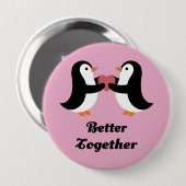 Schattige Pinguïns Samen Beter Roze Hart Liefde Ronde Button 4,0 Cm (Voorkant /achterkant)