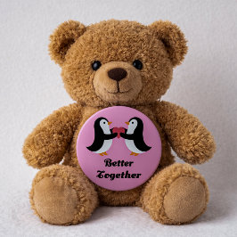 Schattige Pinguïns Samen Beter Roze Hart Liefde Ronde Button 4,0 Cm