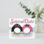 Schattige Pinguïns Save the Date Aankondigingen (Staand voorkant)