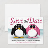 Schattige Pinguïns Save the Date Aankondigingen (Voorkant / Achterkant)