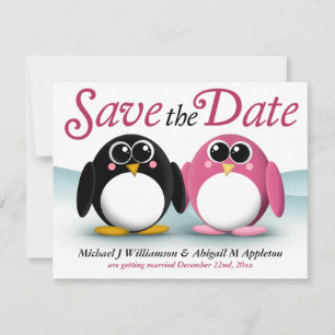 Schattige Pinguïns Save the Date Aankondigingen