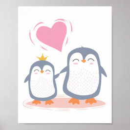 schattige pinguïns uit liefde poster