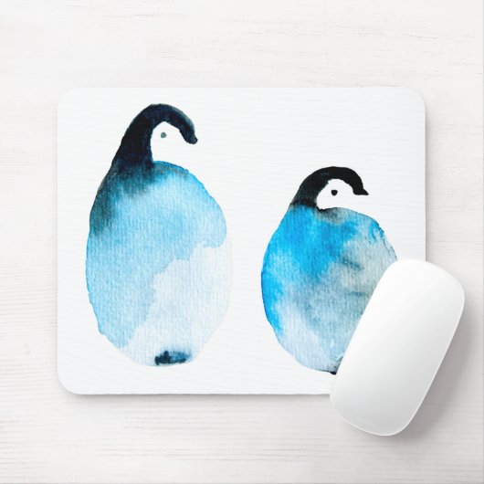 Schattige pinguïns waterverf muismat (Met muis)