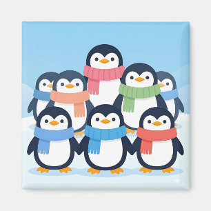 Schattige Pinguïns Winter Sjaals Groepsknuffel Magneet