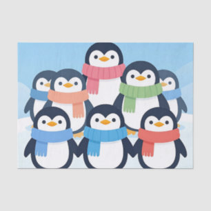 Schattige Pinguïns Winter Sjaals Groepsknuffel Tissuepapier