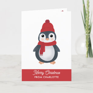 Schattige Pinguïns Winter Vogels Arctisch Kerstmis Feestdagen Kaart
