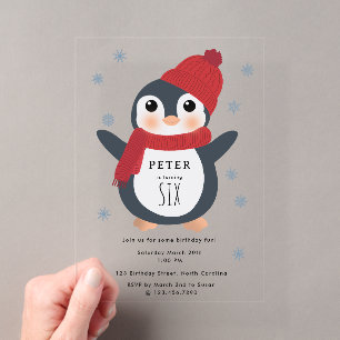 Schattige Pinguïns Winter Vogels Arctische Dieren Acryl Uitnodigingen