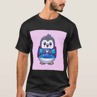 Schattige pinguïnstudent met boek en rugzak Ca T-shirt