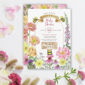 Schattige Pink Bee en Wildflower Coed Baby shower Kaart