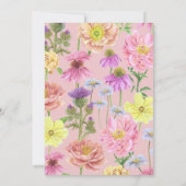 Schattige Pink Bee en Wildflower Coed Baby shower Kaart (Achterkant)