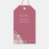 Schattige PInk Bloemen Baby shower Dank u Cadeaulabel (Voorkant)