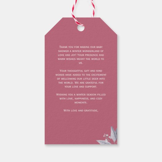 Schattige PInk Bloemen Baby shower Dank u Cadeaulabel (Achterkant)