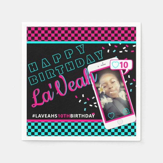 Schattige Pink|Blue Social Media| Telefoonfoto Servet (Voorkant)