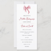 Schattige Pink Bow Quinceañera Celebration Program (Voorkant)