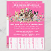 Schattige Pink Breeds Dog Walker Budget Ticket (Voorkant / Achterkant)