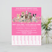 Schattige Pink Breeds Dog Walker Budget Ticket (Staand voorkant)