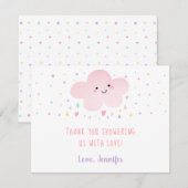 Schattige Pink Cloud Stars Baby shower Bedankkaart (Voorkant / Achterkant)