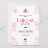 Schattige Pink Ghost BOO Halloween Party Kaart (Voorkant)