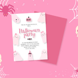 Schattige Pink Ghost BOO Halloween Party Kaart