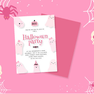 Schattige Pink Ghost BOO Halloween Party Kaart