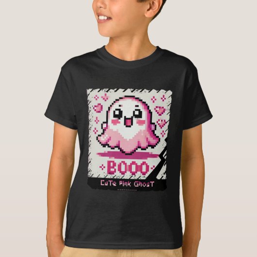 Schattige Pink Ghost: Sweet and Spooky -tshirt boy T-shirt (Voorkant)