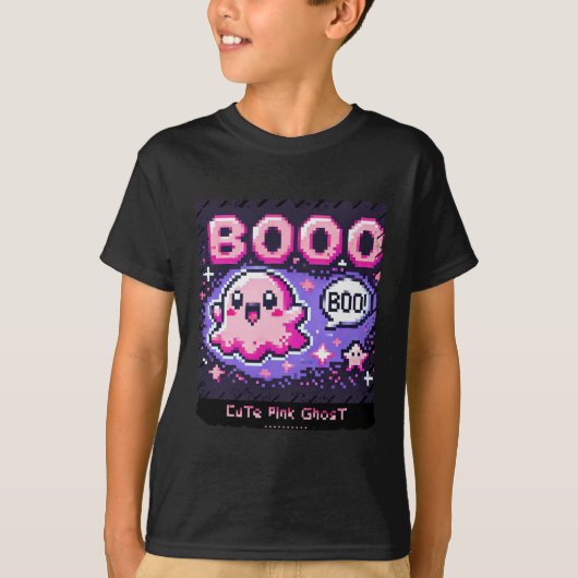 Schattige Pink Ghost: Sweet and Spooky -tshirt boy T-shirt (Voorkant)