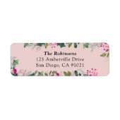 Schattige Pink Holly Holiday Adreslabel Etiket (Voorkant)