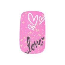 Schattige Pink Love Nail Art Design – Harten & Doo