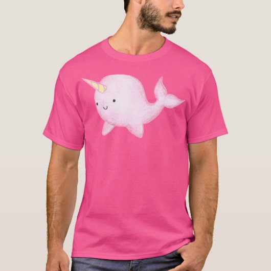 Schattige Pink Narwhal T-shirt (Voorkant)