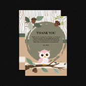 Schattige Pink Owl Woodland Forest Baby shower Bedankkaart