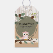 Schattige Pink Owl Woodland Forest Baby shower Cadeaulabel (Voorkant)