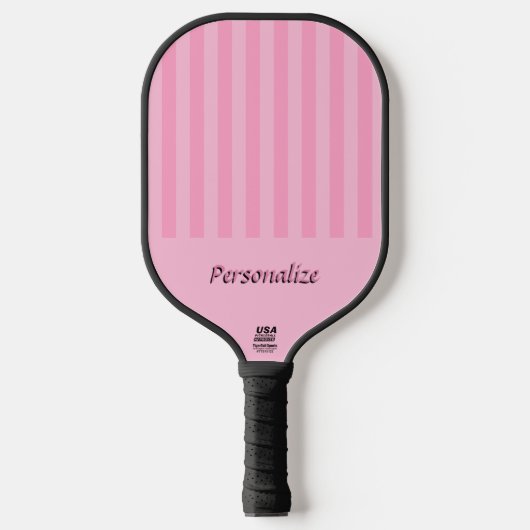 Schattige Pink Stripes gepersonaliseerd Officiële  Pickleball Paddle (Voorkant)