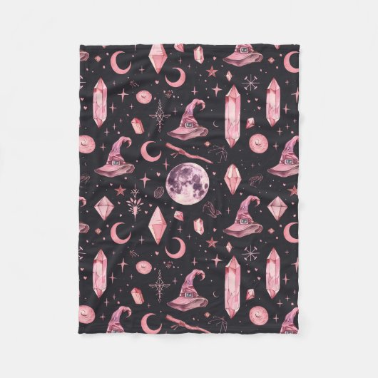Schattige Pink Witchy Fleece Deken (Voorkant)
